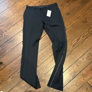 Tonello Black Dress Pants with Satin Stripe